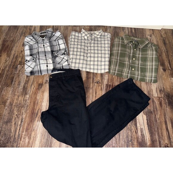 Men’s size large button up shirt lot & slacks size 32x34 - Picture 1 of 7